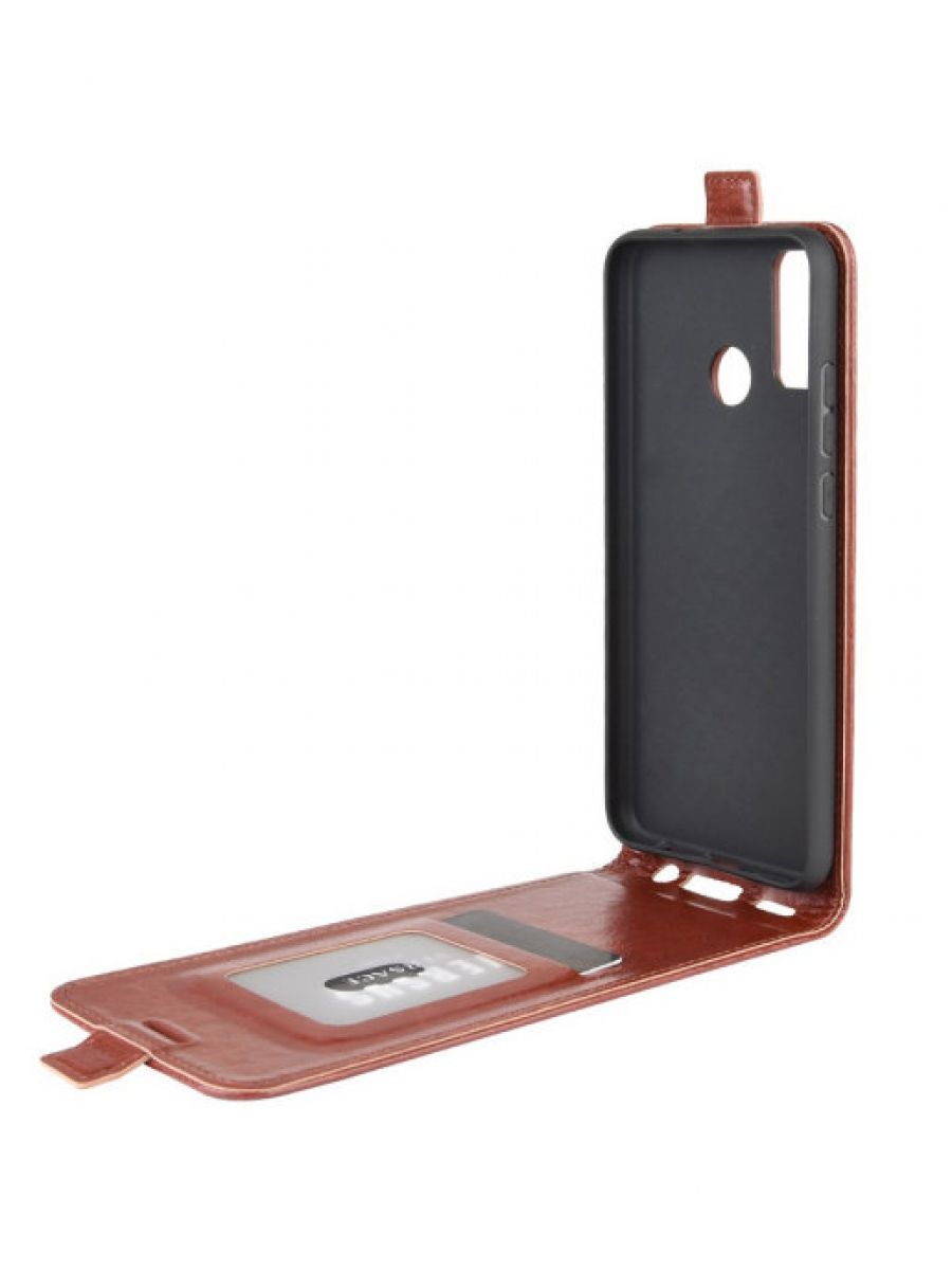 Brodef Flip вертикальный эко кожаный чехол книжка Huawei Honor 9X lite коричневый