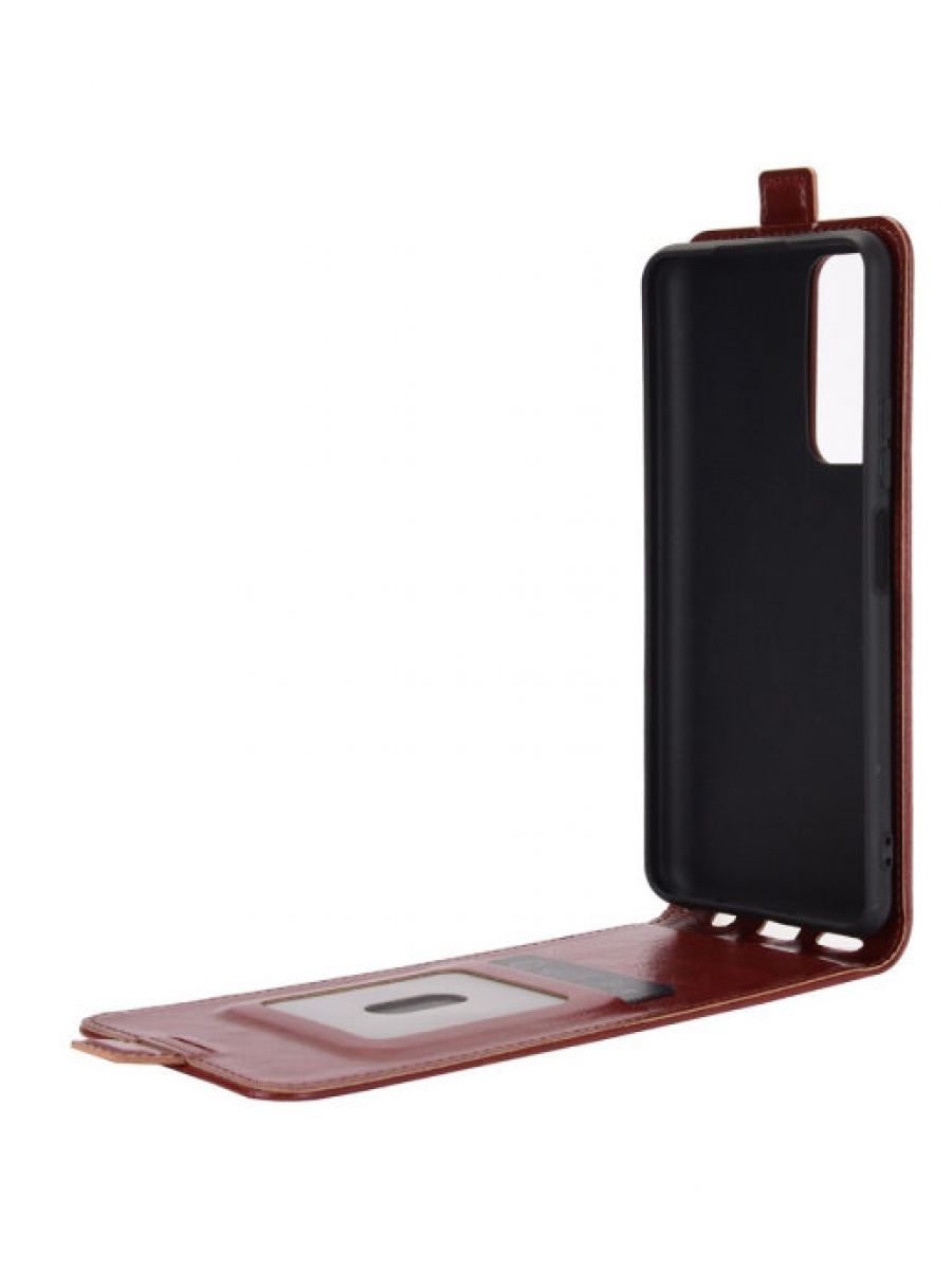 Brodef Flip вертикальный эко кожаный чехол книжка Huawei P Smart 2021 коричневый