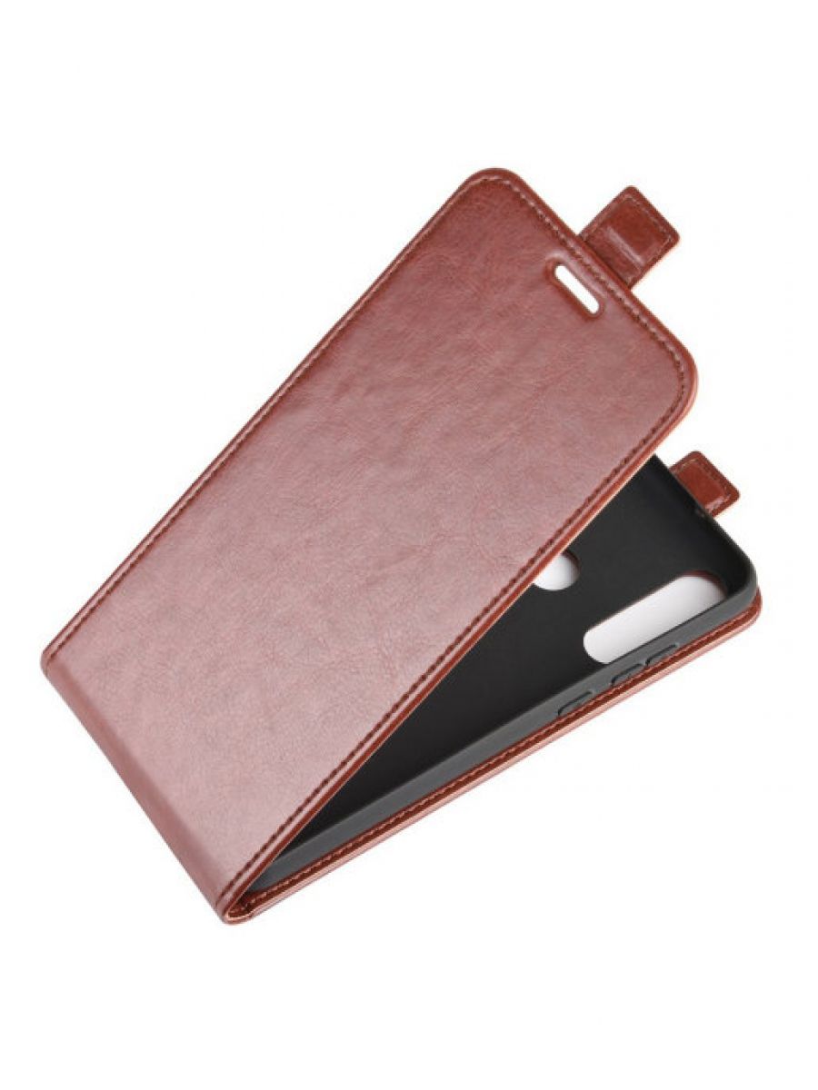 Brodef Flip вертикальный эко кожаный чехол книжка Huawei Y6p коричневый