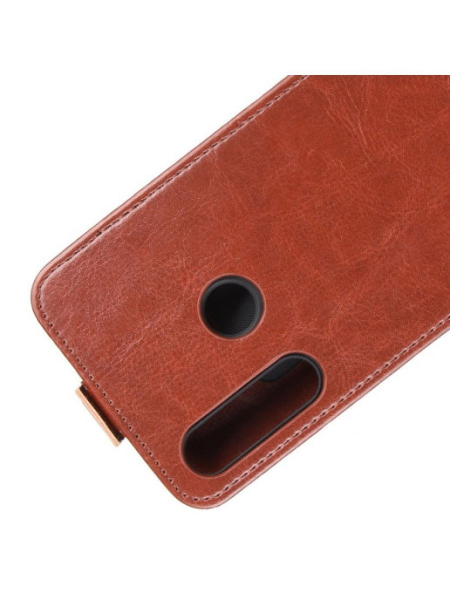 Brodef Flip вертикальный эко кожаный чехол книжка Huawei Y6p коричневый