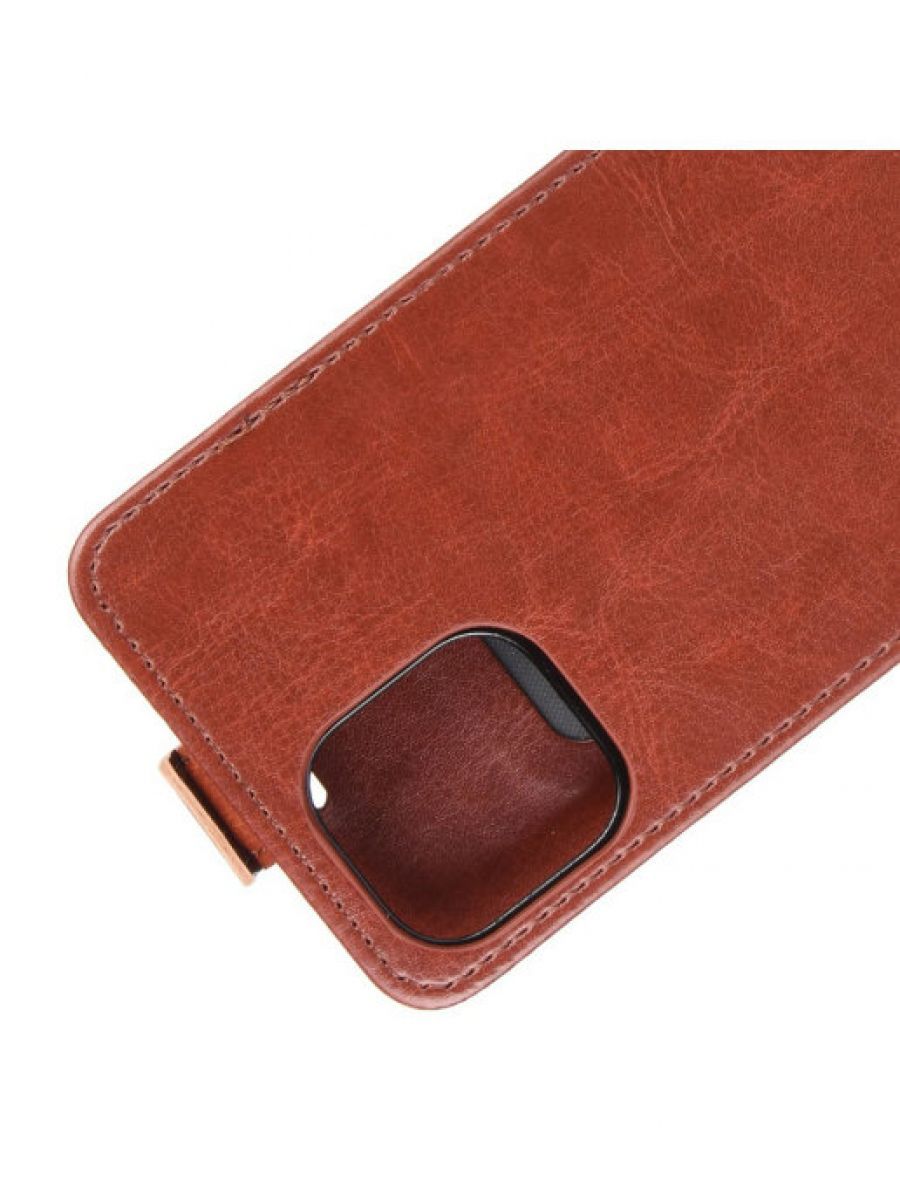 Brodef Flip вертикальный эко кожаный чехол книжка iPhone 12 mini коричневый