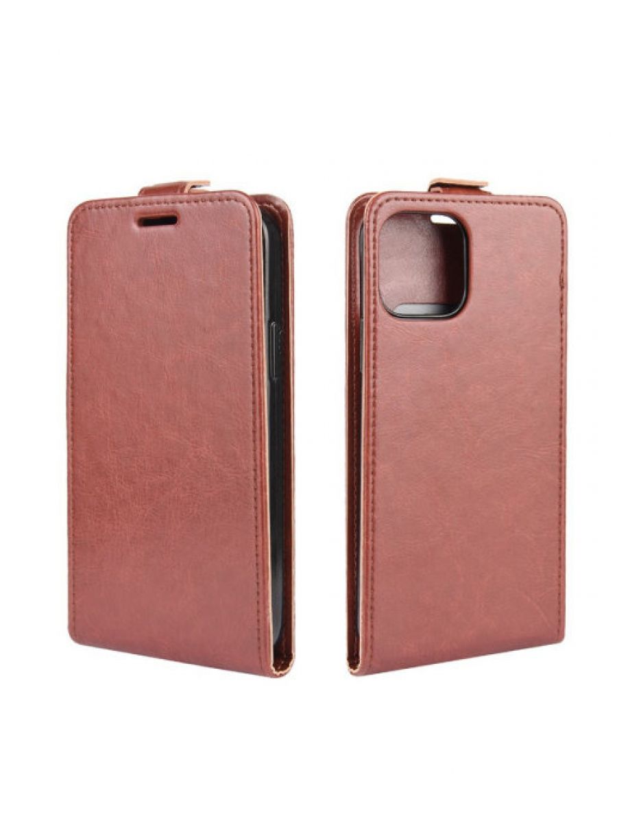 Brodef Flip вертикальный эко кожаный чехол книжка iPhone 12 Pro Max коричневый