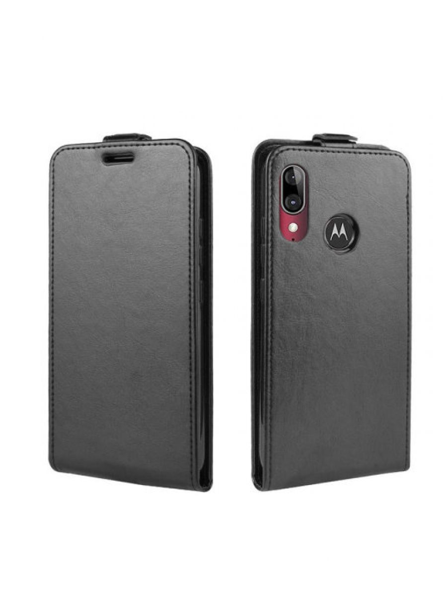 Brodef Flip вертикальный эко кожаный чехол книжка Motorola Moto E6 Plus Черный