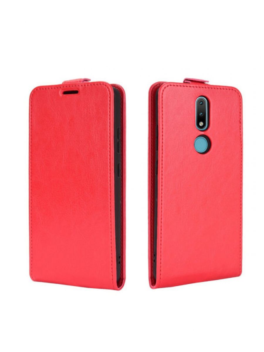 Brodef Flip вертикальный эко кожаный чехол книжка Nokia 2.4 красный