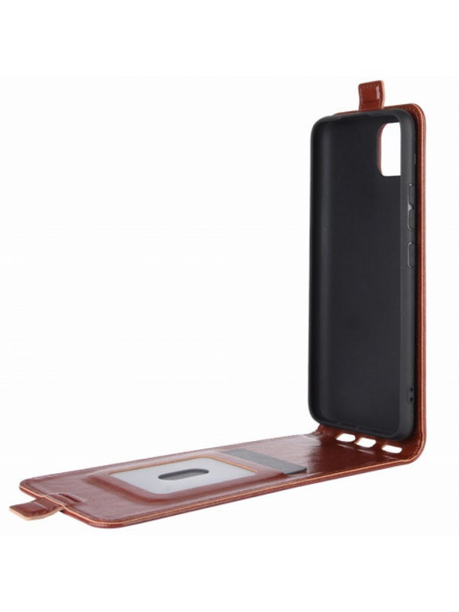 Brodef Flip вертикальный эко кожаный чехол книжка Realme C11 коричневый