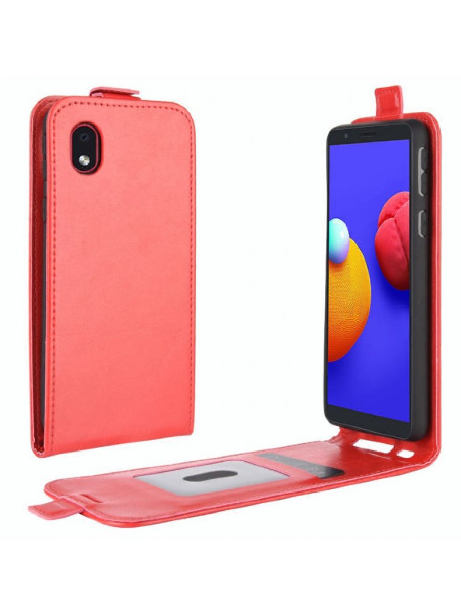 Brodef Flip вертикальный эко кожаный чехол книжка Samsung Galaxy A01 Core красный