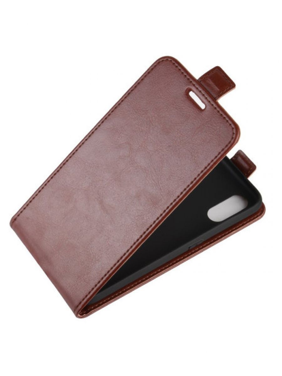 Brodef Flip вертикальный эко кожаный чехол книжка Samsung Galaxy A01 коричневый