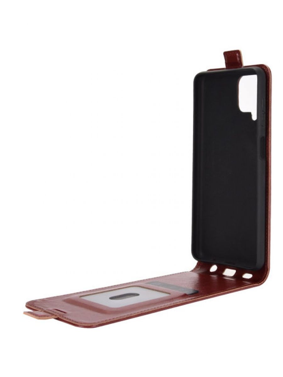 Brodef Flip вертикальный эко кожаный чехол книжка Samsung Galaxy A12 коричневый