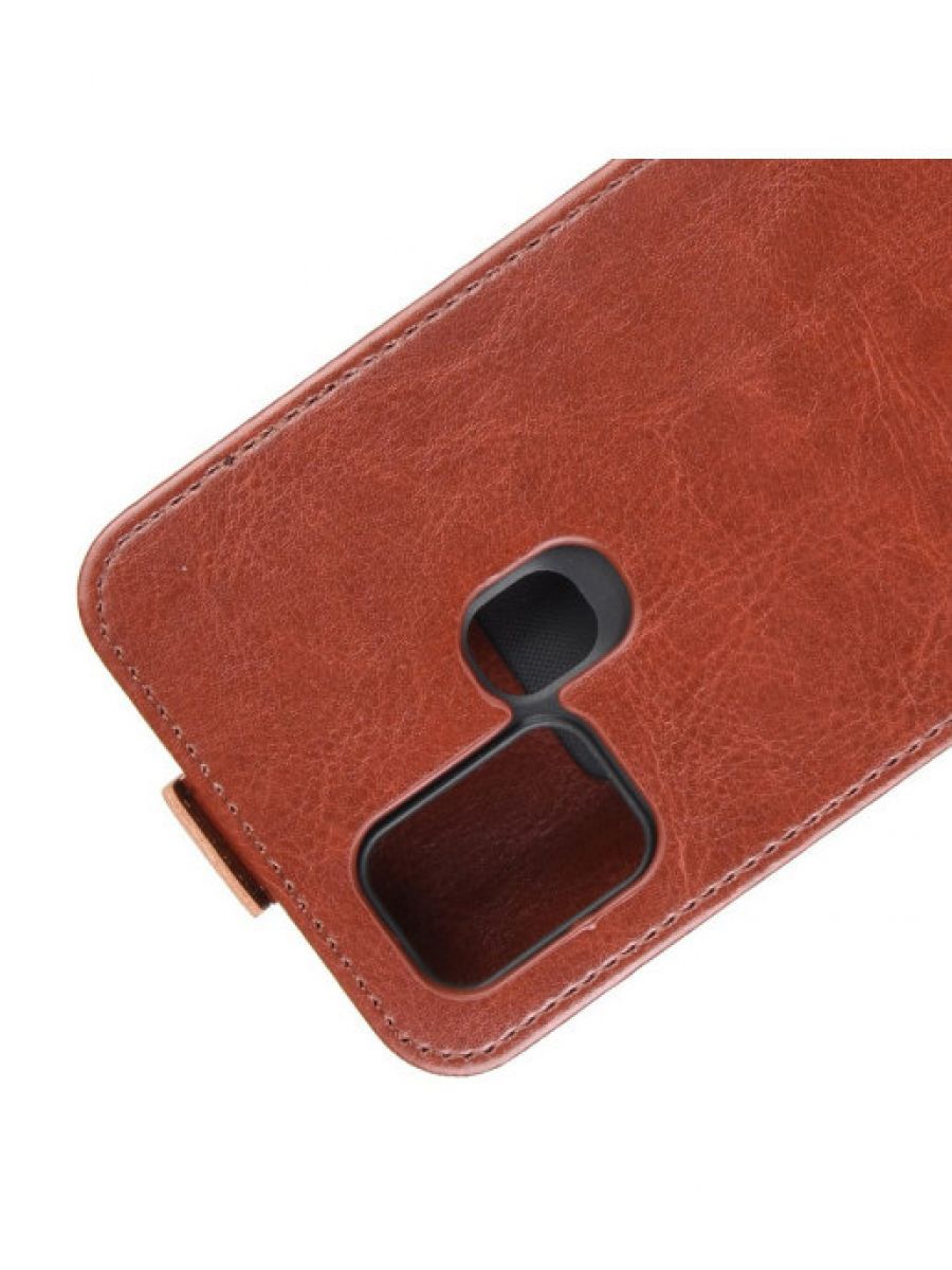 Brodef Flip вертикальный эко кожаный чехол книжка Samsung Galaxy A21s коричневый