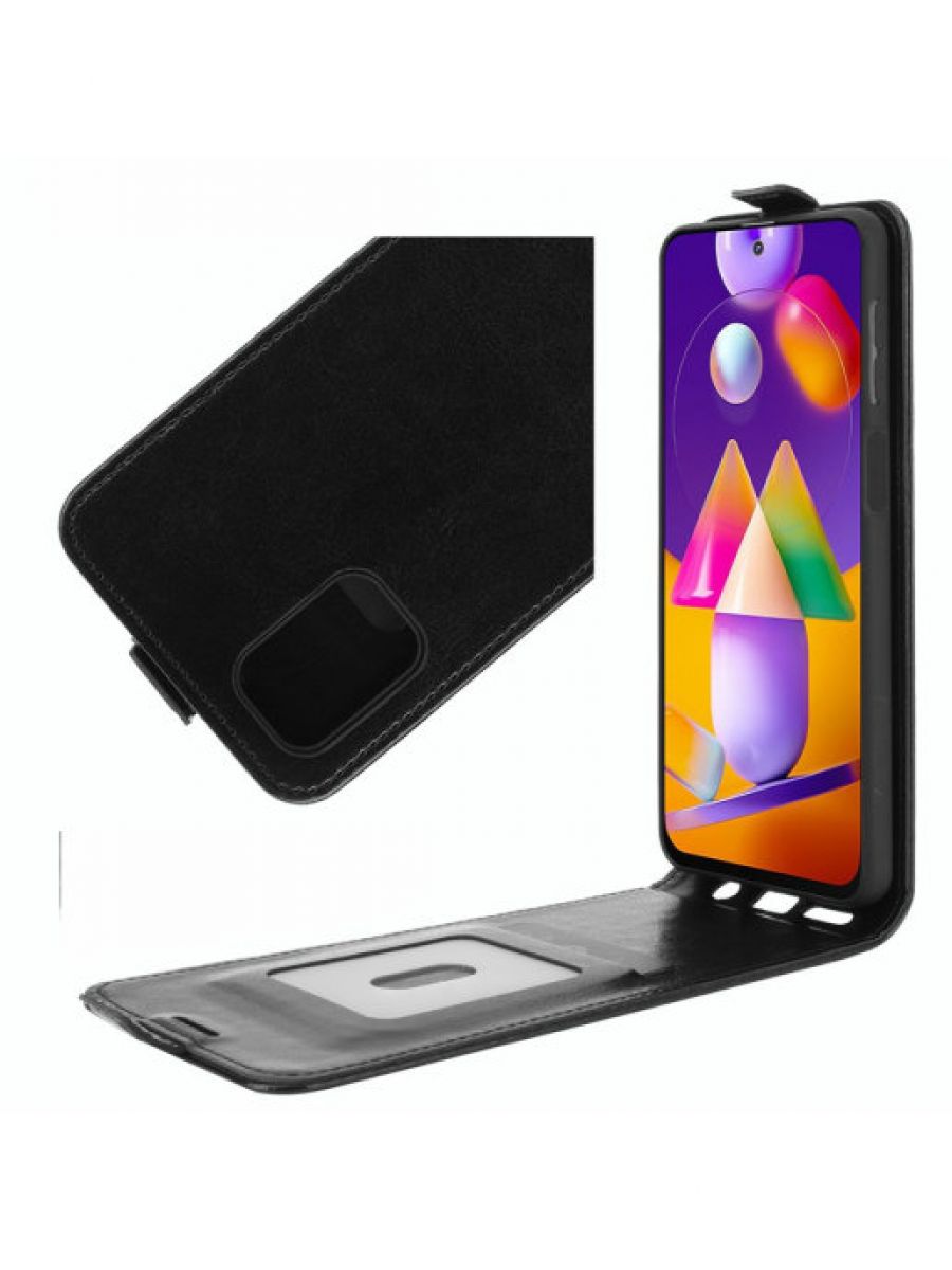 Brodef Flip вертикальный эко кожаный чехол книжка Samsung Galaxy M31s черный