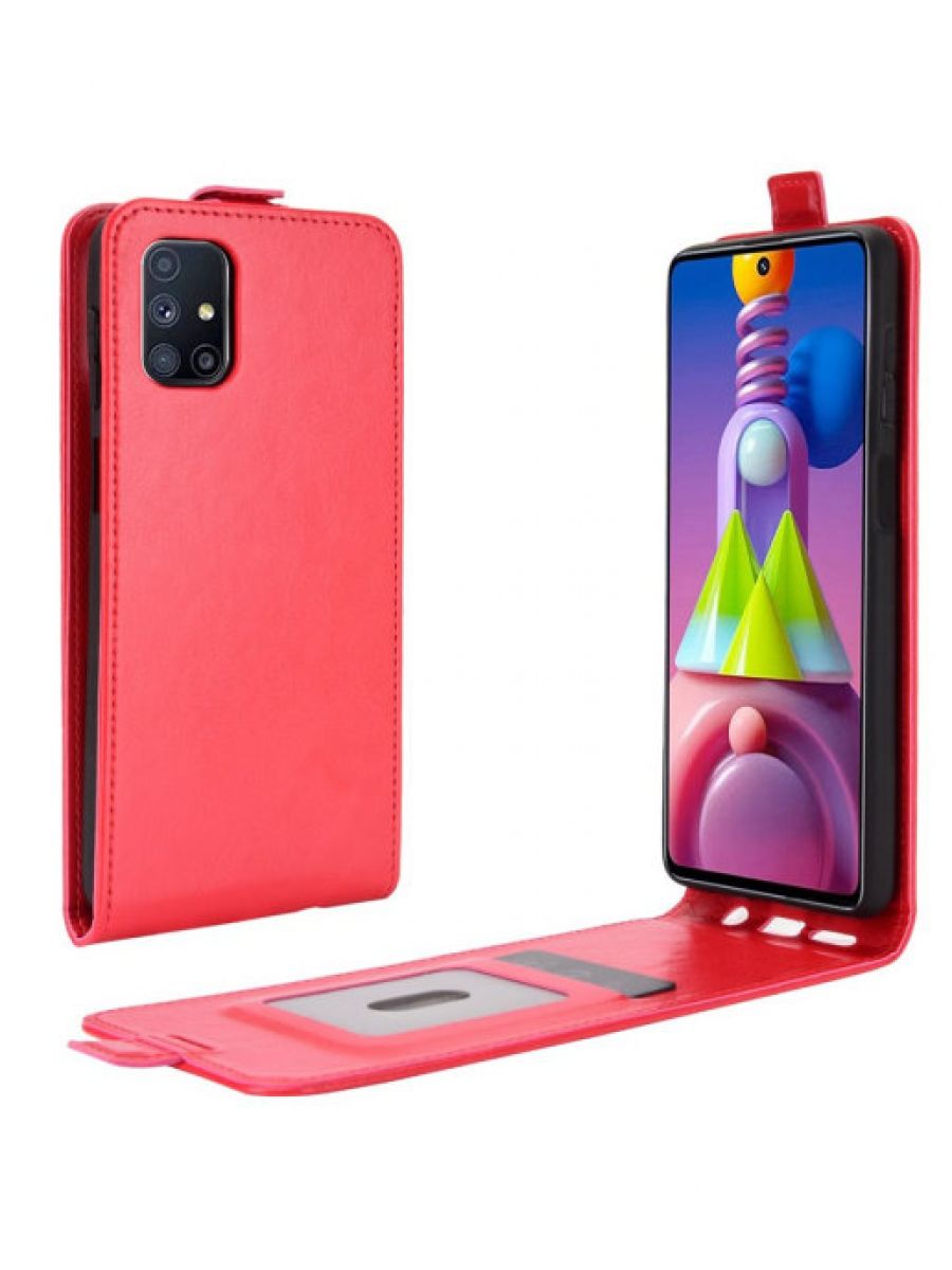 Brodef Flip вертикальный эко кожаный чехол книжка Samsung Galaxy M51 красный