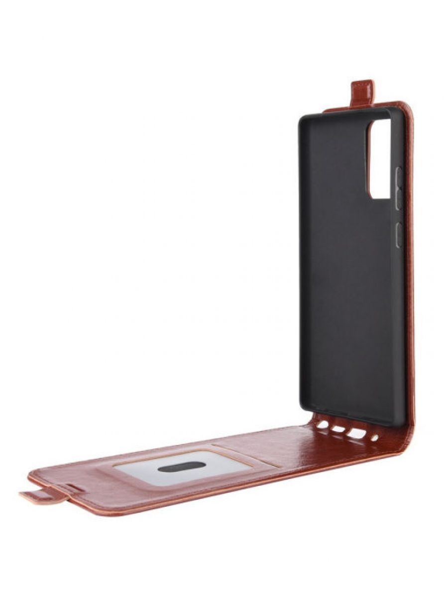 Brodef Flip вертикальный эко кожаный чехол книжка Samsung Galaxy Note 20 коричневый