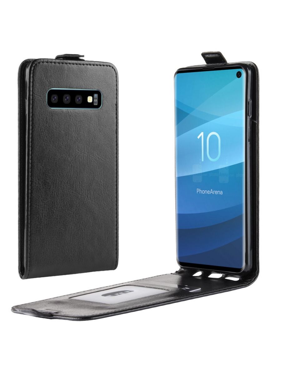 Brodef Flip вертикальный эко кожаный чехол книжка Samsung Galaxy S10 Черный