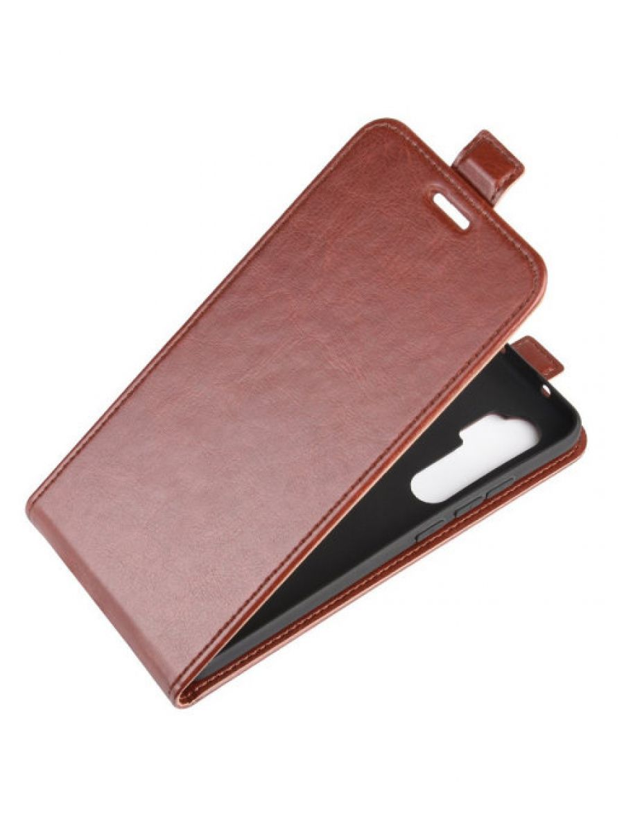Brodef Flip вертикальный эко кожаный чехол книжка Xiaomi Mi Note 10 Lite коричневый