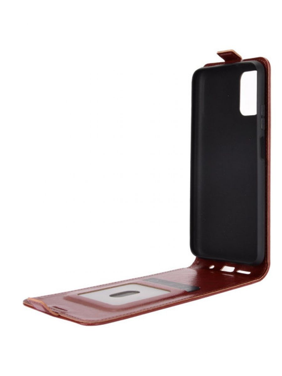Brodef Flip вертикальный эко кожаный чехол книжка Xiaomi Poco M3 коричневый