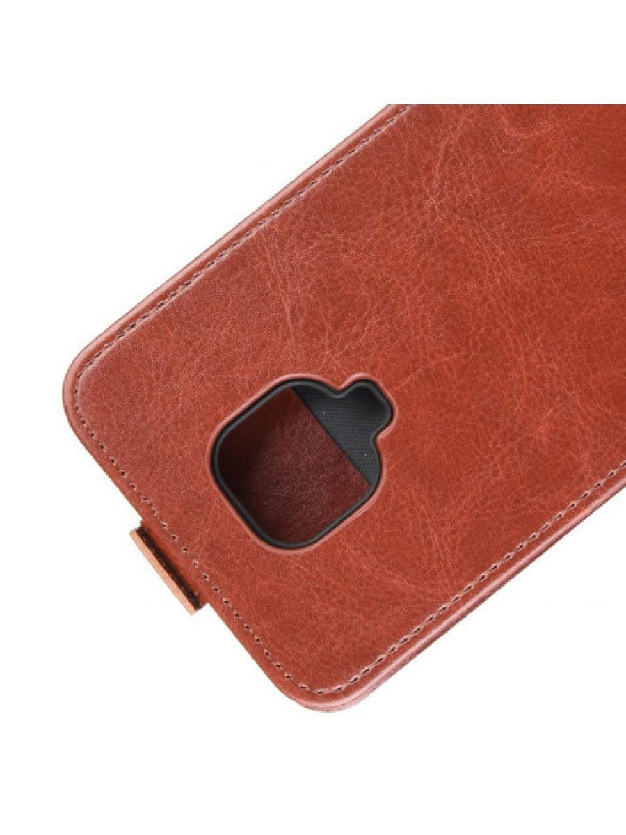 Brodef Flip вертикальный эко кожаный чехол книжка Xiaomi Redmi Note 9 Pro / Note 9S коричневый