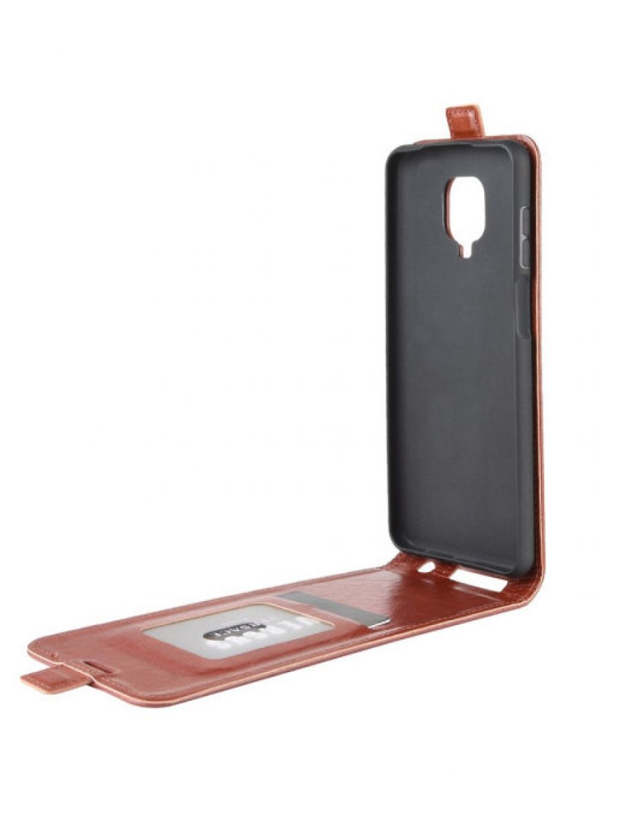 Brodef Flip вертикальный эко кожаный чехол книжка Xiaomi Redmi Note 9 Pro / Note 9S коричневый