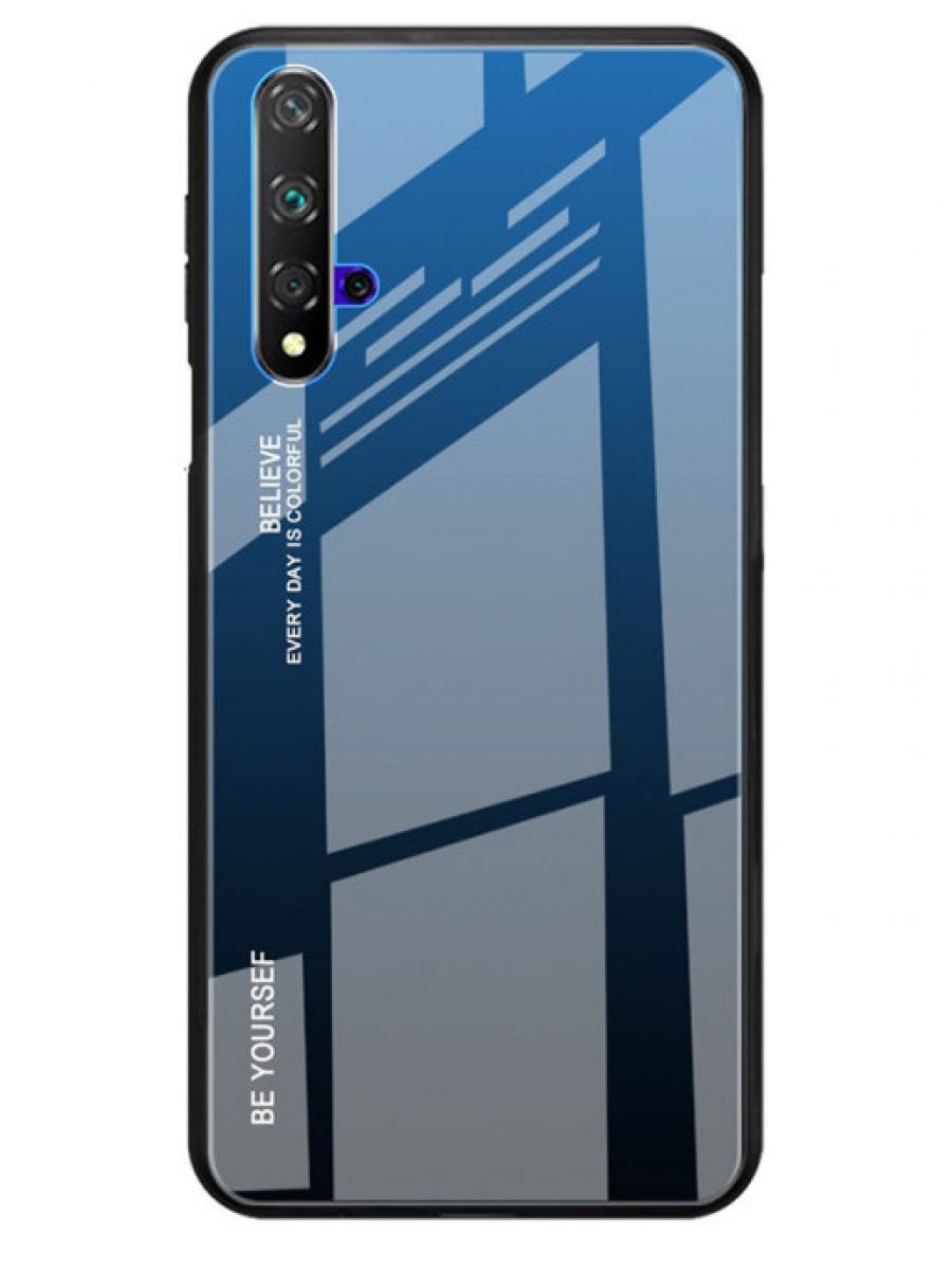 Brodef Gradation стеклянный чехол для Gradation Градиентный чехол из стекла и силиконового бампера для Huawei Honor 20 / Nova 5T синий