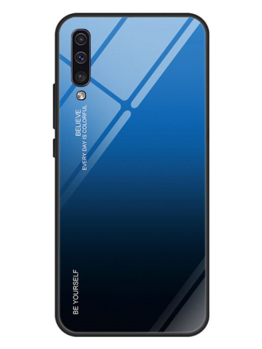 Brodef Gradation стеклянный чехол для Gradation Градиентный чехол из стекла и силиконового бампера для Samsung Galaxy A50 / A30s синий