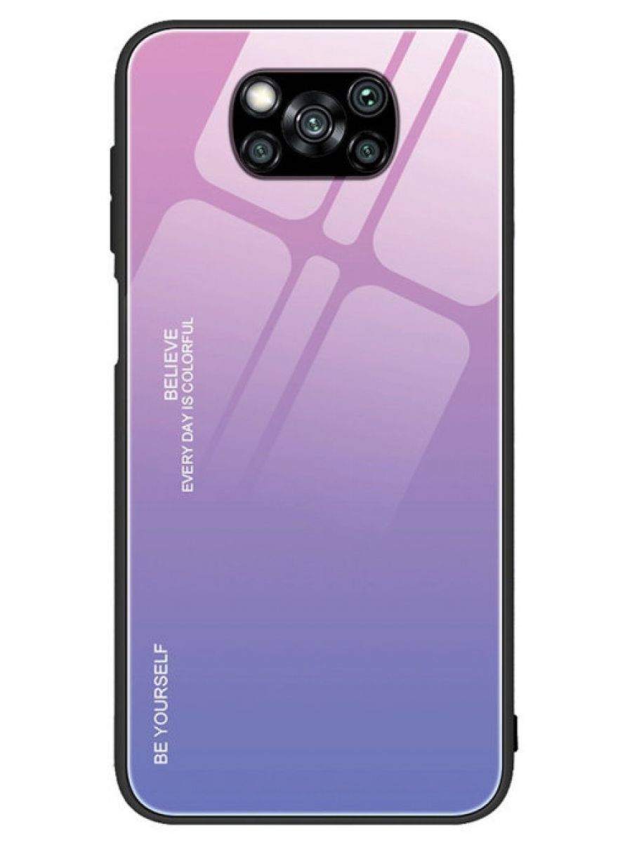Brodef Gradation стеклянный чехол для Gradation Градиентный чехол из стекла и силиконового бампера для Xiaomi Poco X3 NFC розовый
