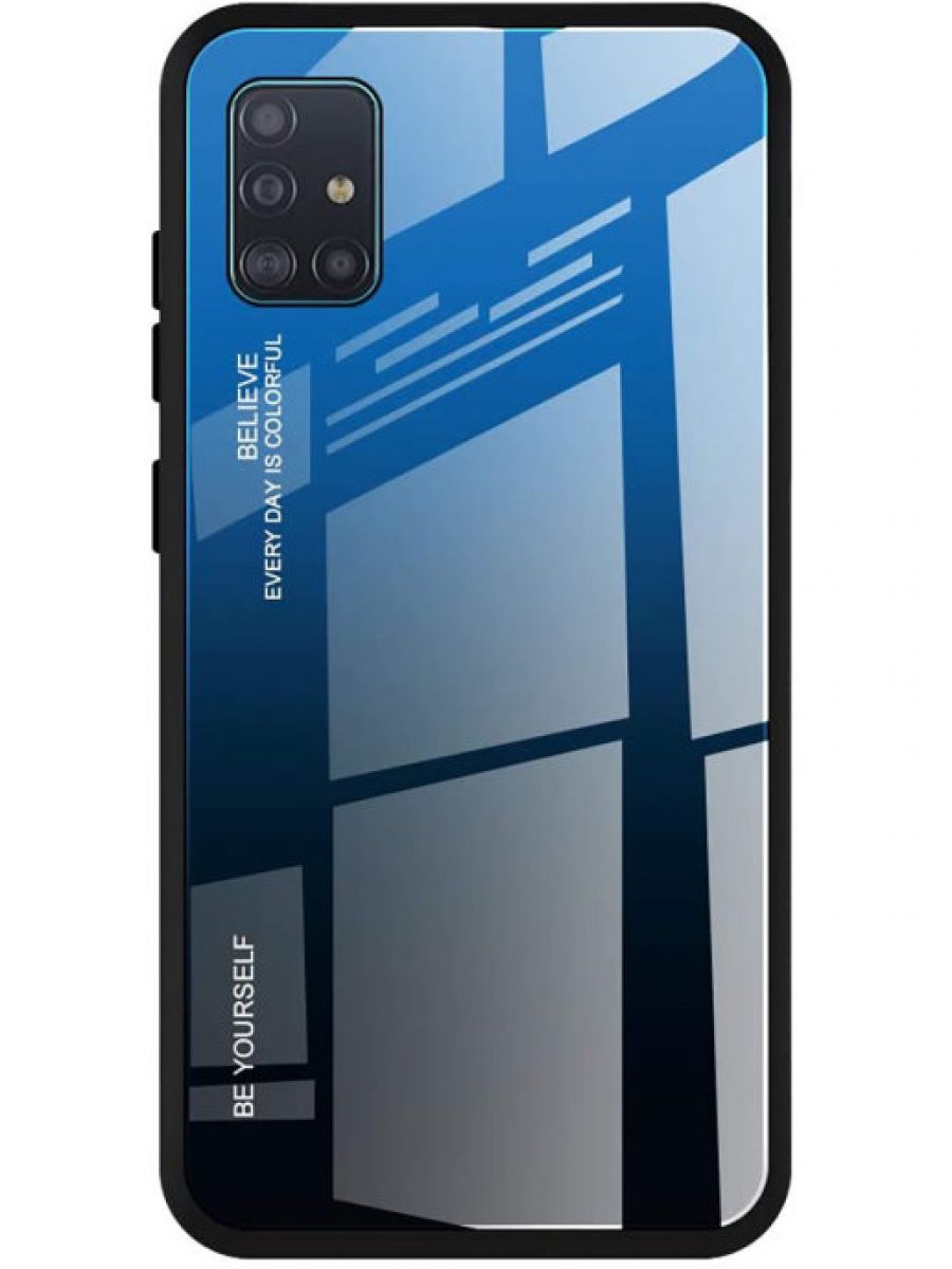 Brodef Gradation стеклянный чехол для Samsung Galaxy A41 синий