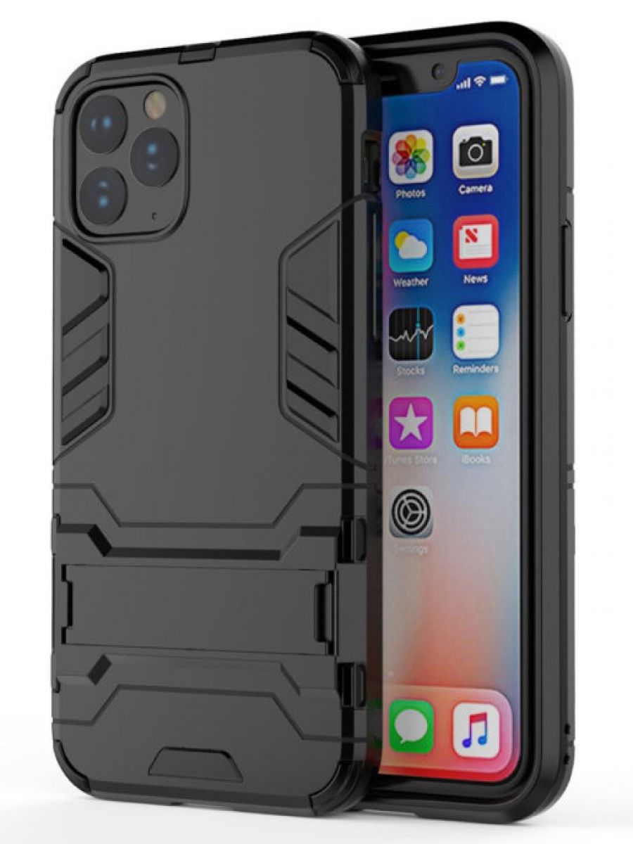 Brodef IRON Противоударный с подставкой чехол для iPhone 11 Pro Max Черный