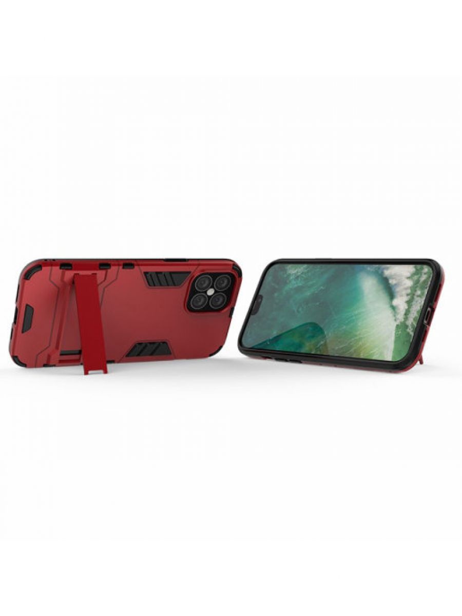 Brodef IRON Противоударный с подставкой чехол для iPhone 12 Pro Max красный