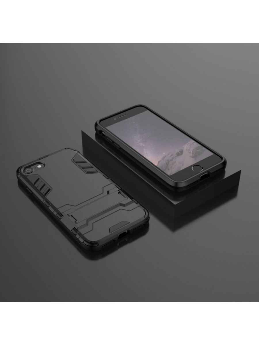 Brodef IRON Противоударный с подставкой чехол для iPhone SE 2020 / iPhone 8 / iPhone 7 Черный