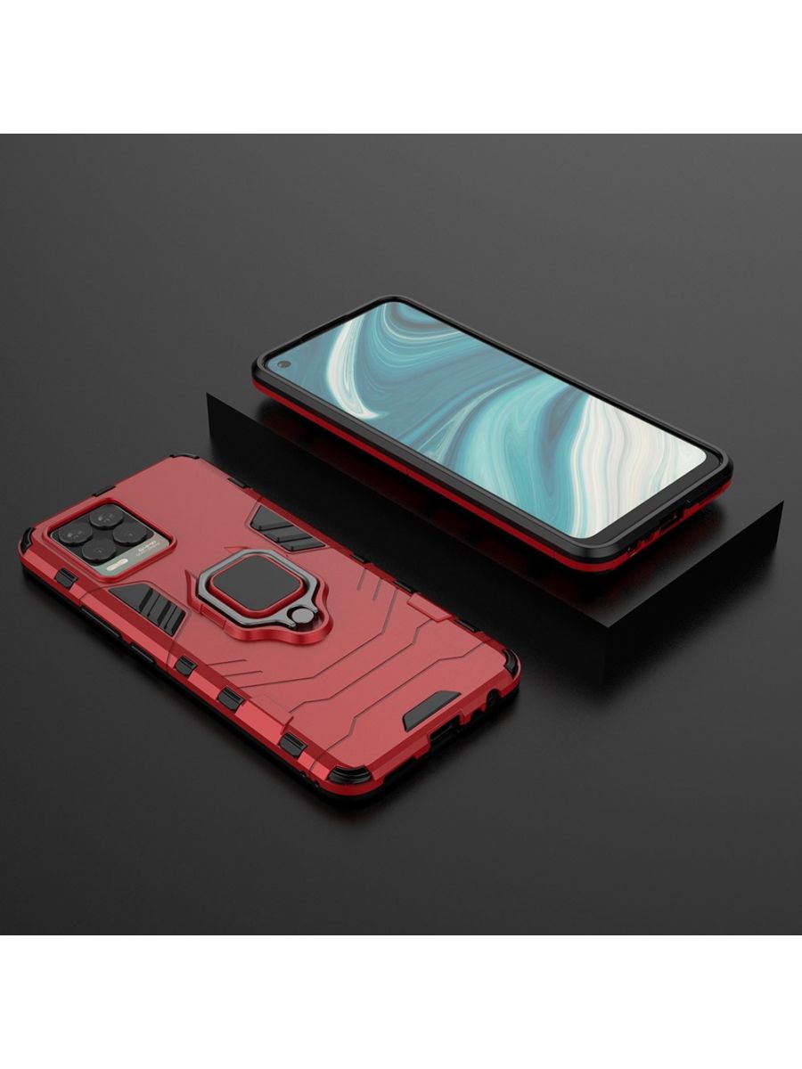 Brodef Ring Противоударный с подставкой чехол для Realme 8 Pro / Realme 8 Красный