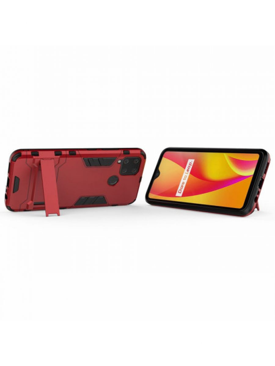 Brodef IRON Противоударный с подставкой чехол для Realme C15 красный