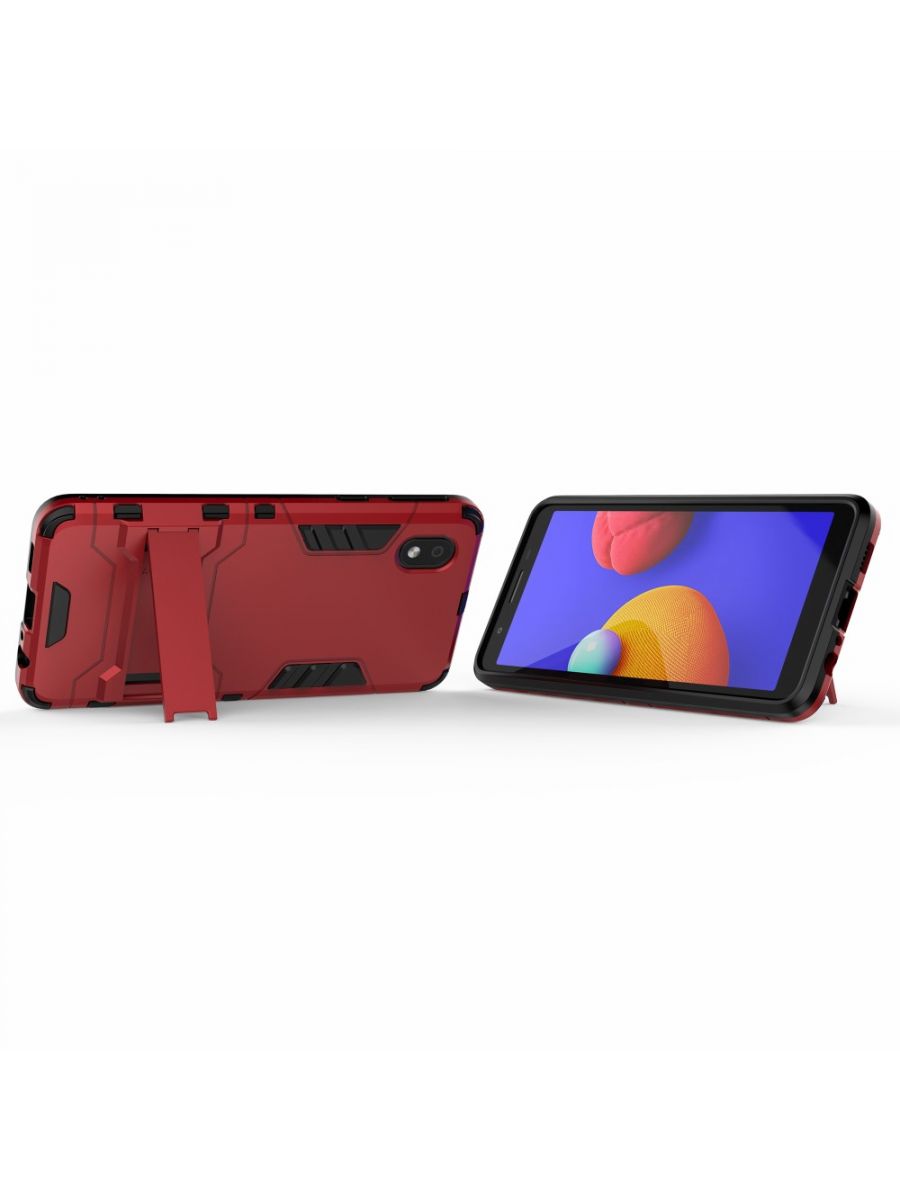 Brodef IRON Противоударный с подставкой чехол для Samsung Galaxy A01 Core Красный