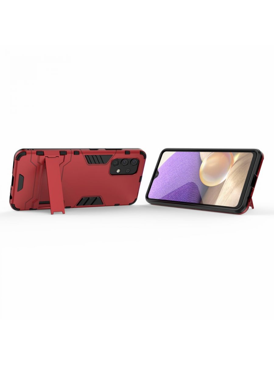 Brodef IRON Противоударный с подставкой чехол для Samsung Galaxy A32 Красный