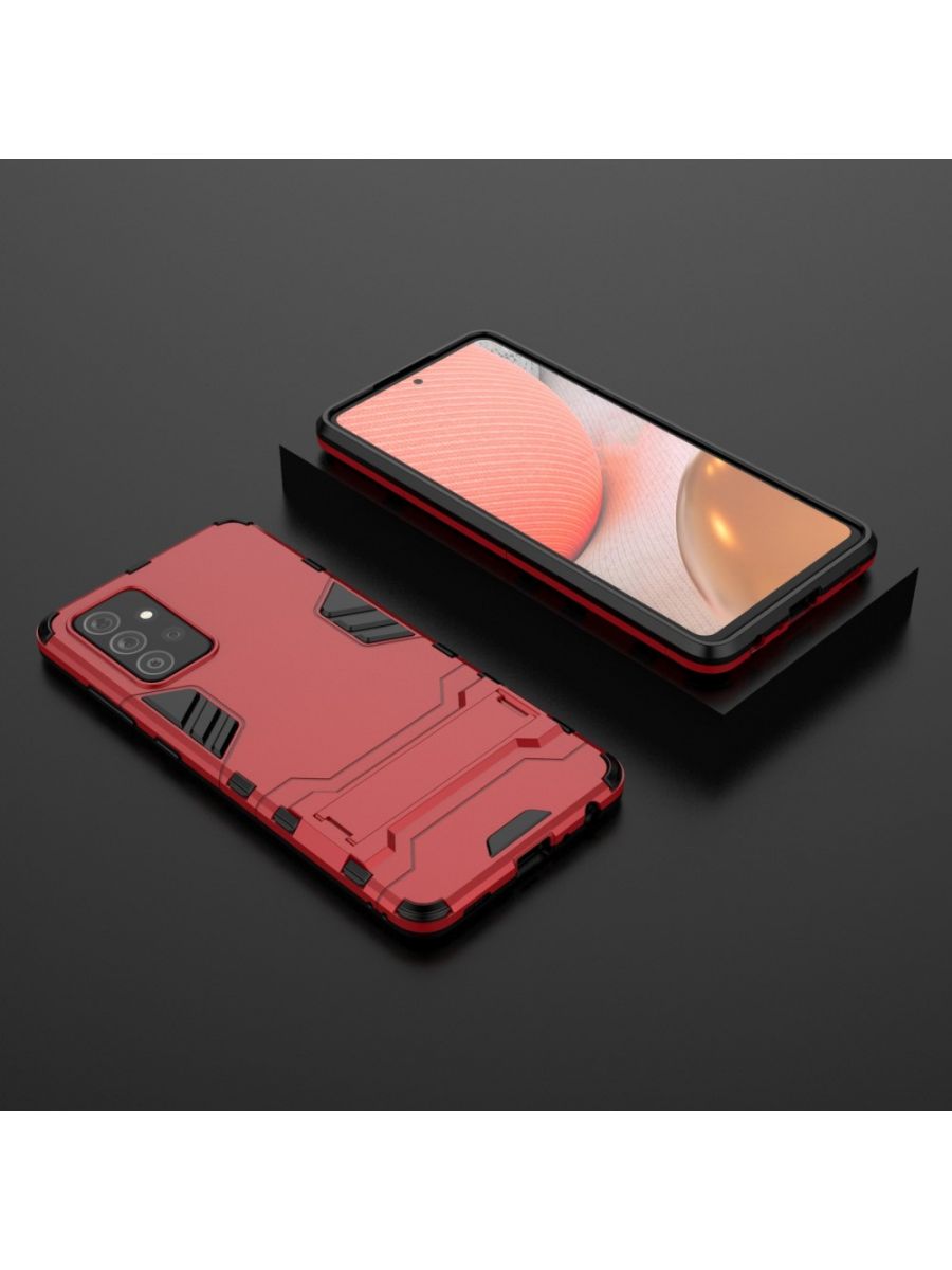 Brodef IRON Противоударный с подставкой чехол для Samsung Galaxy A72 Красный