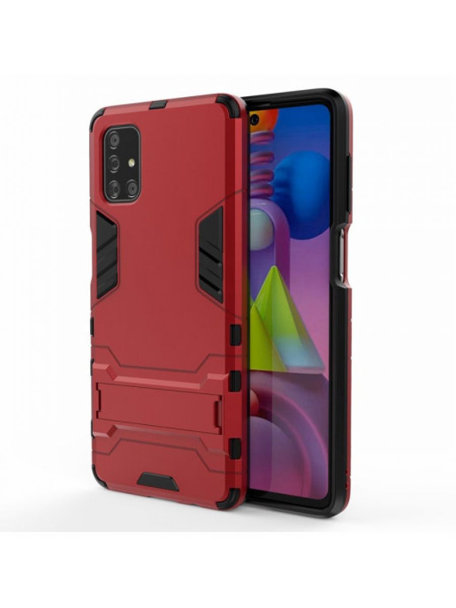 Brodef IRON Противоударный с подставкой чехол для Samsung Galaxy M51 красный