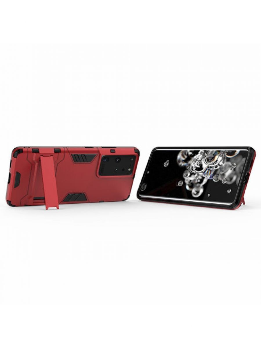 Brodef IRON Противоударный с подставкой чехол для Samsung Galaxy S21 Ultra красный