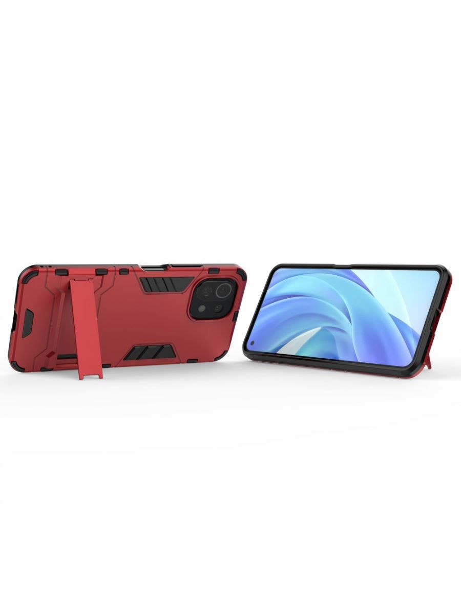 Brodef IRON Противоударный с подставкой чехол для Xiaomi Mi 11 Lite Красный
