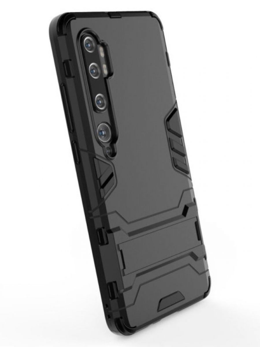 Brodef IRON Противоударный с подставкой чехол для Xiaomi Mi Note 10 Черный