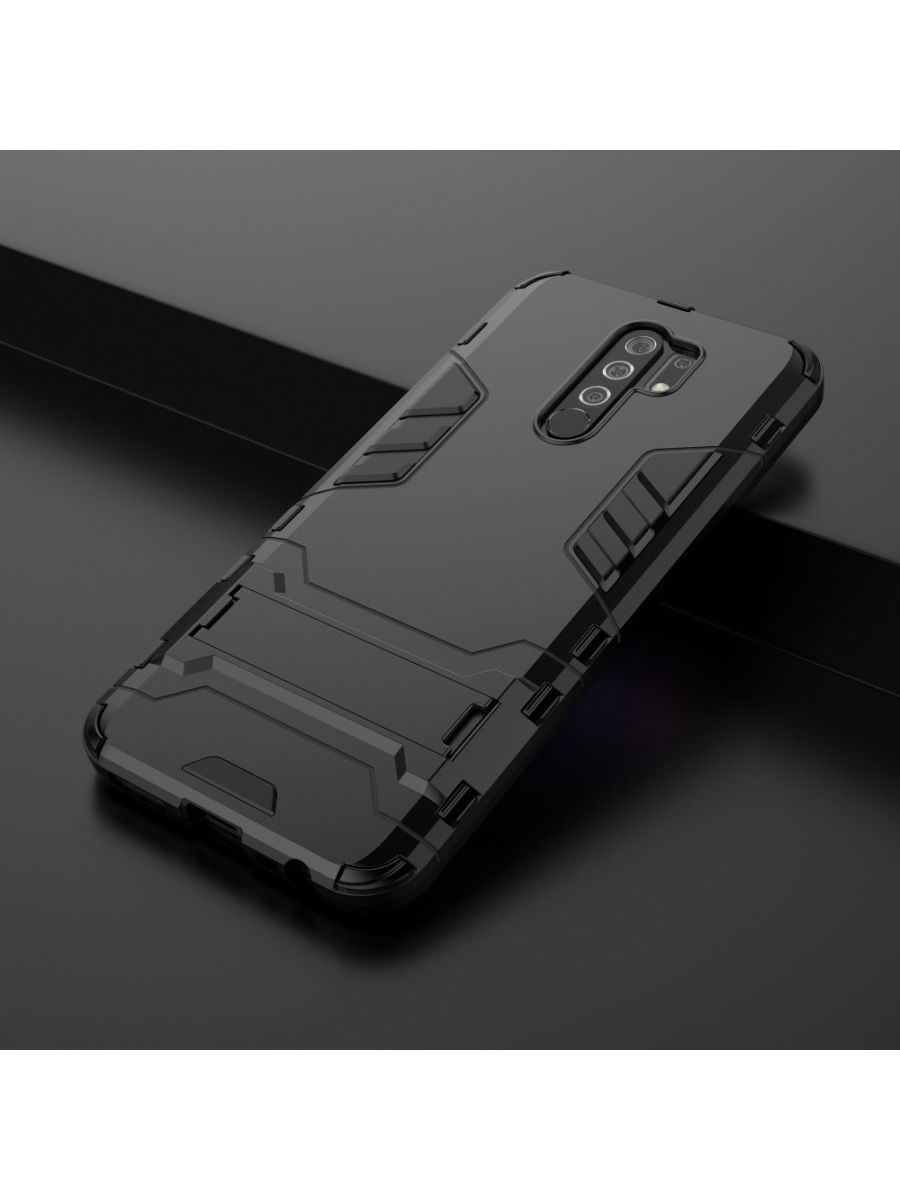 Brodef IRON Противоударный с подставкой чехол для Xiaomi Redmi 9 Черный