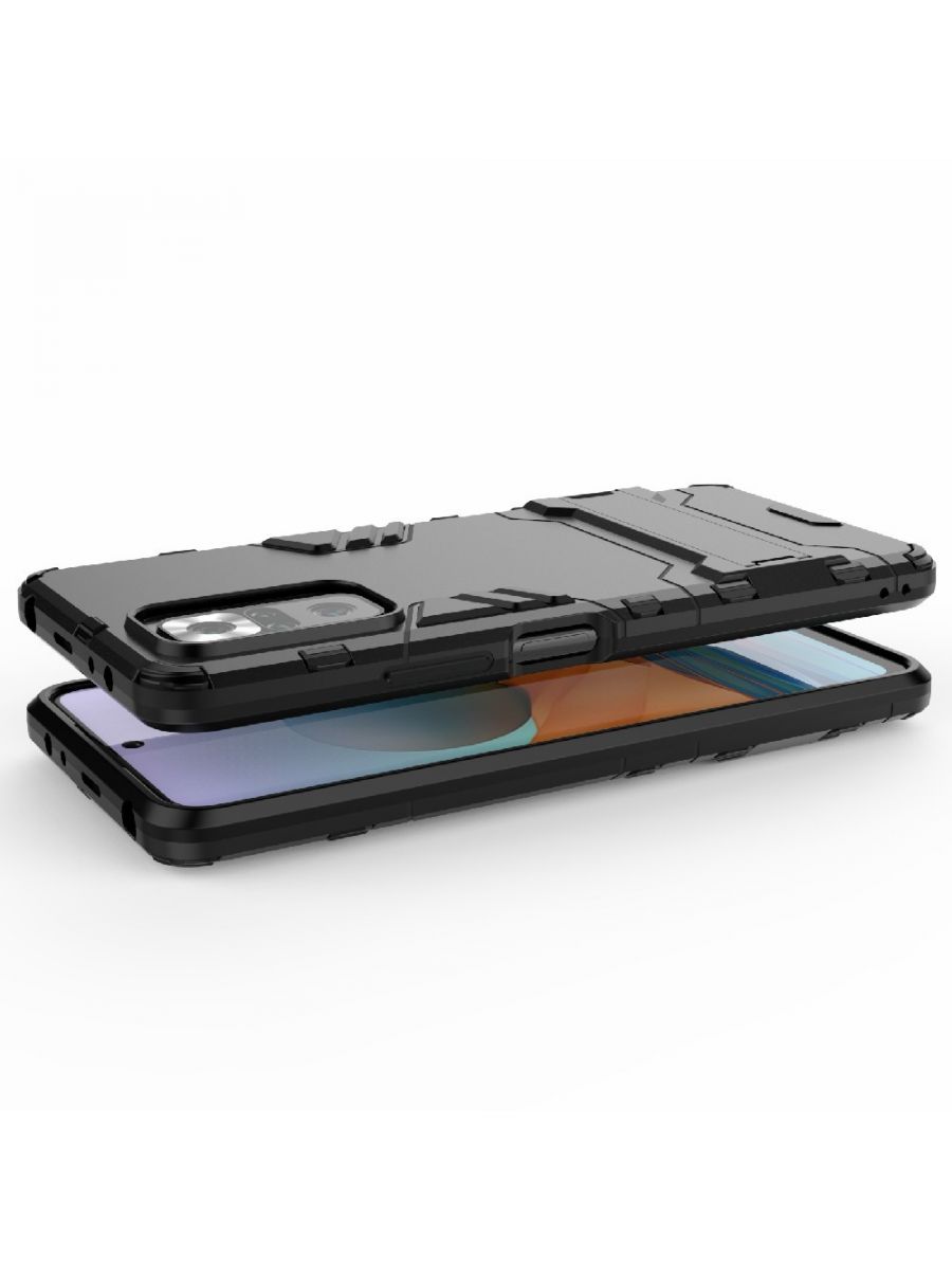 Brodef IRON Противоударный с подставкой чехол для Xiaomi Redmi Note 10 Pro Черный