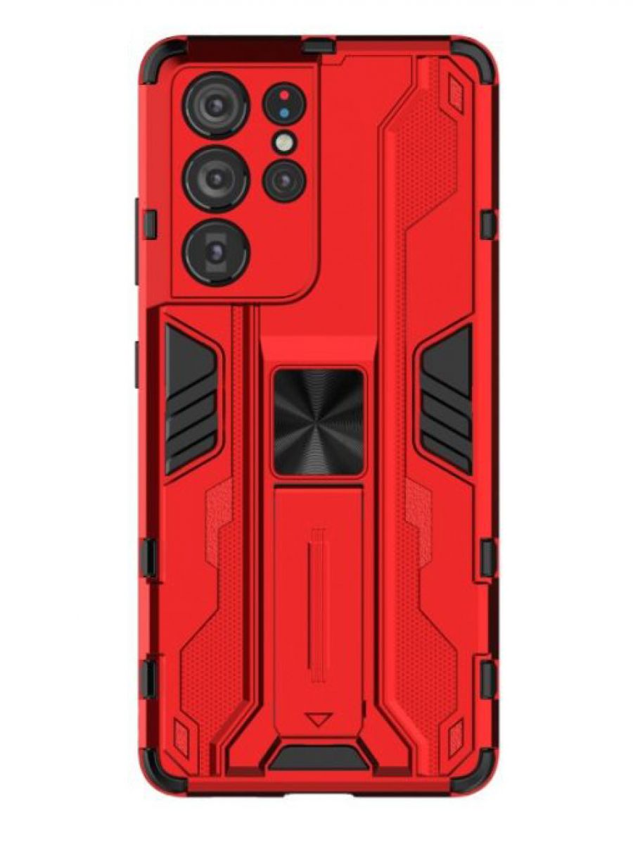 Brodef Sonic Противоударный с подставкой чехол для Samsung Galaxy S21 Ultra Красный