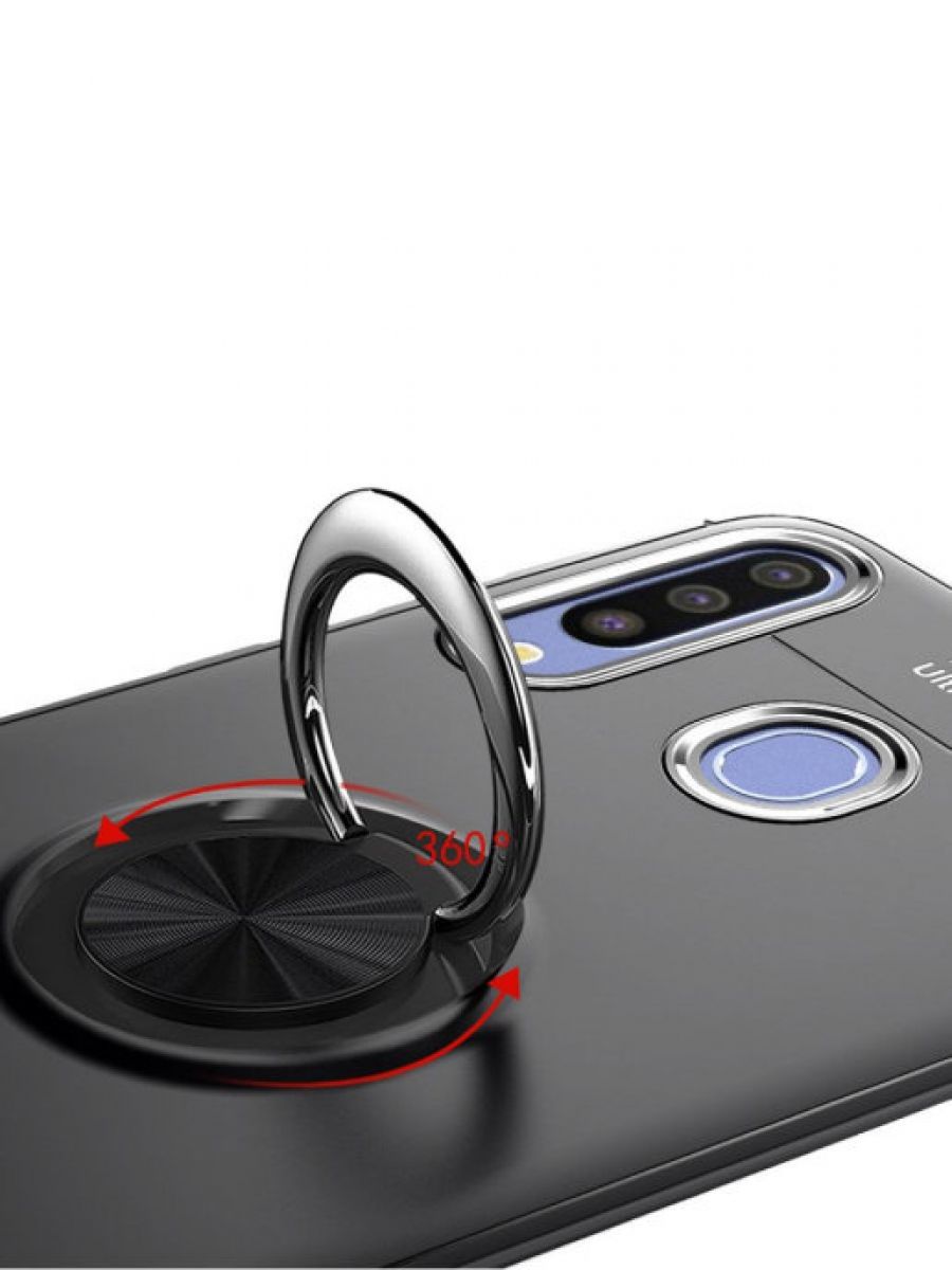 Brodef Revolve Силиконовый чехол с кольцом для Samsung Galaxy A20s Черный