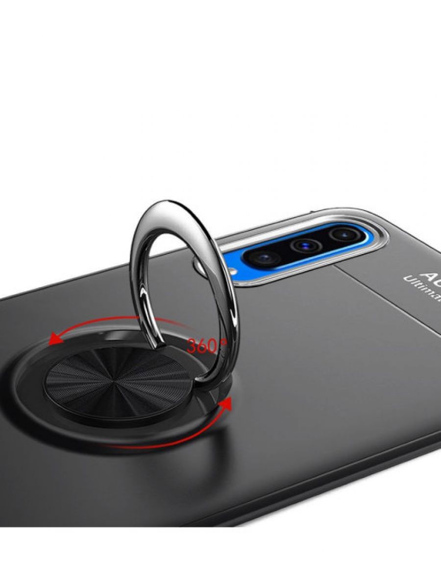 Brodef Revolve Силиконовый чехол с кольцом для Samsung Galaxy A50 / A30s Черный
