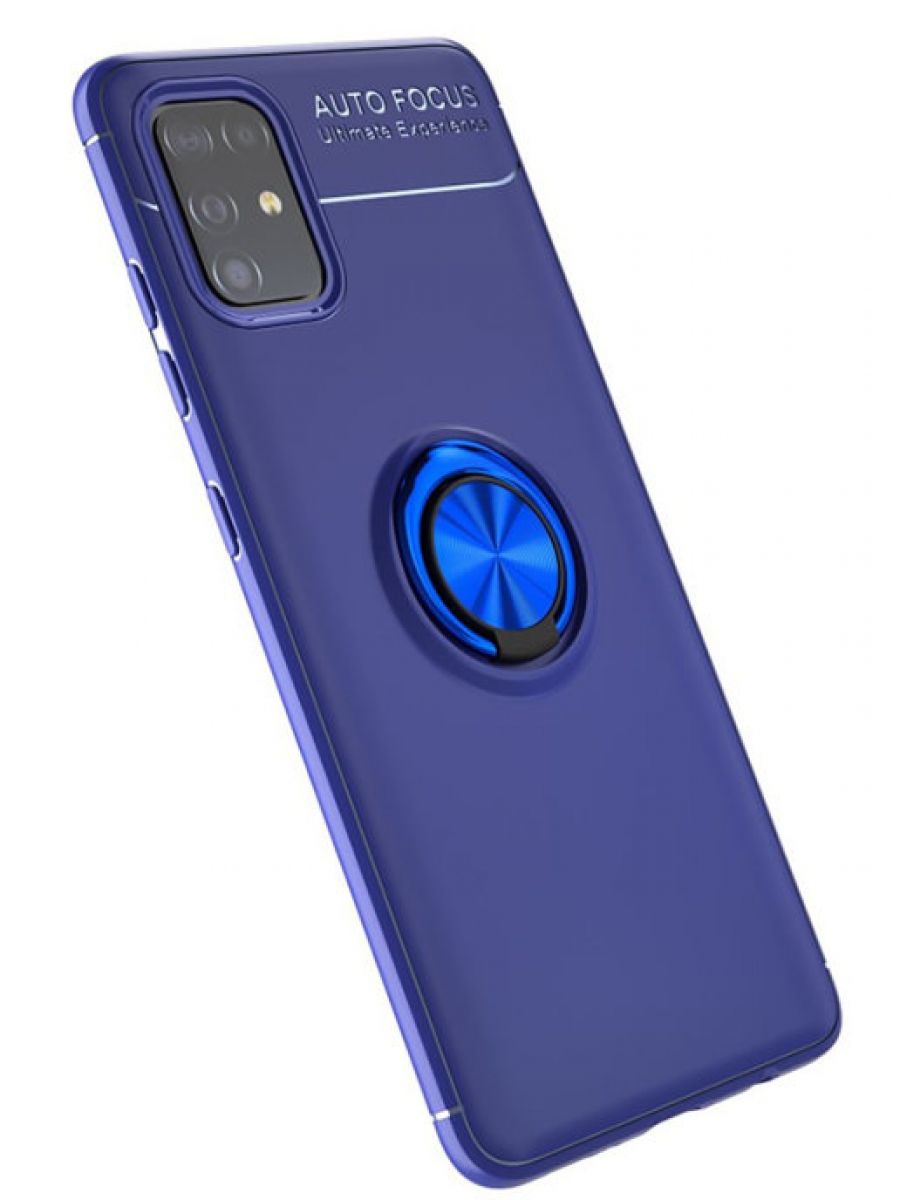 Brodef Revolve Силиконовый чехол с кольцом для Samsung Galaxy A51 синий