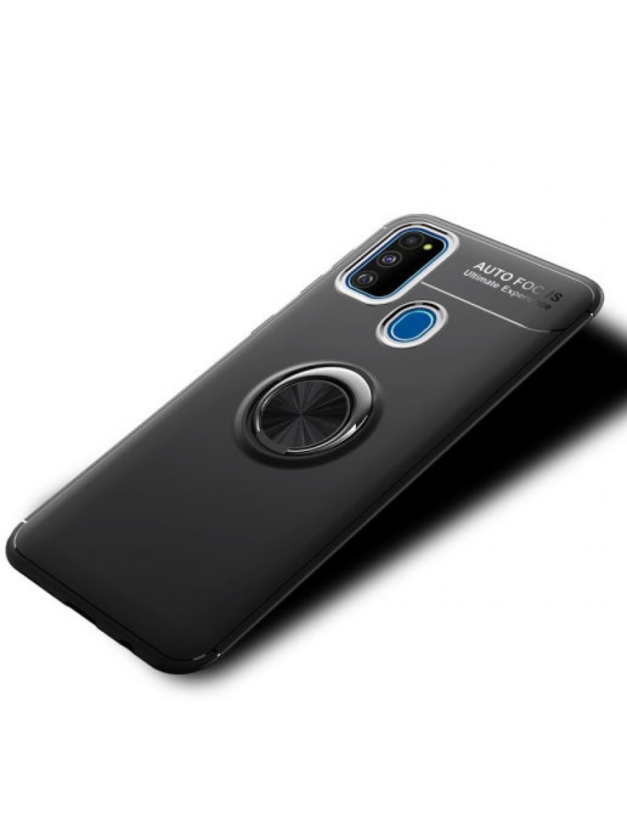 Brodef Revolve Силиконовый чехол с кольцом для Samsung Galaxy M31 черный