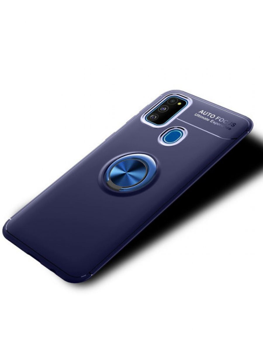 Brodef Revolve Силиконовый чехол с кольцом для Samsung Galaxy M31s синий
