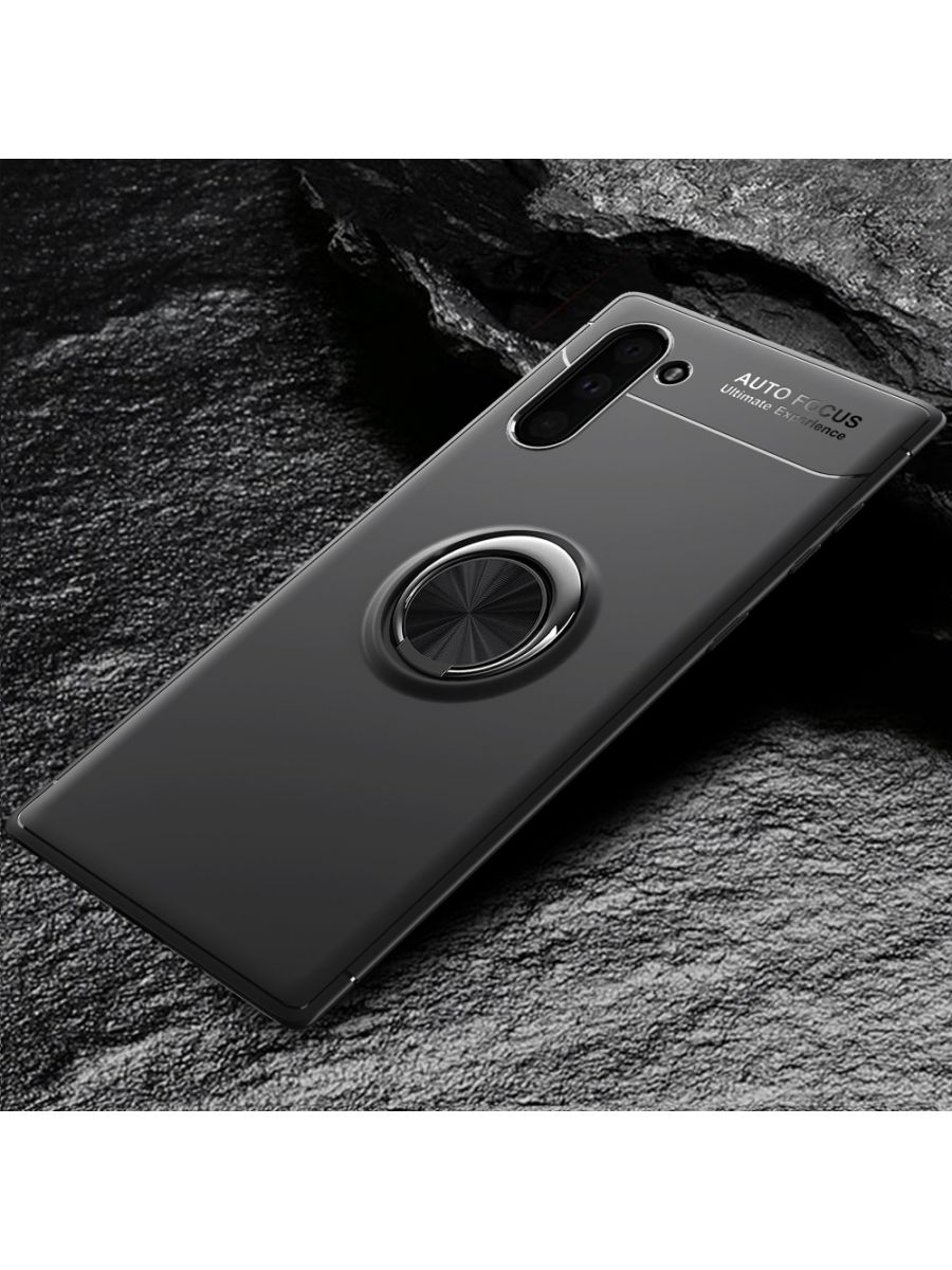 Brodef Revolve Силиконовый чехол с кольцом для Samsung Galaxy Note 10 Черный