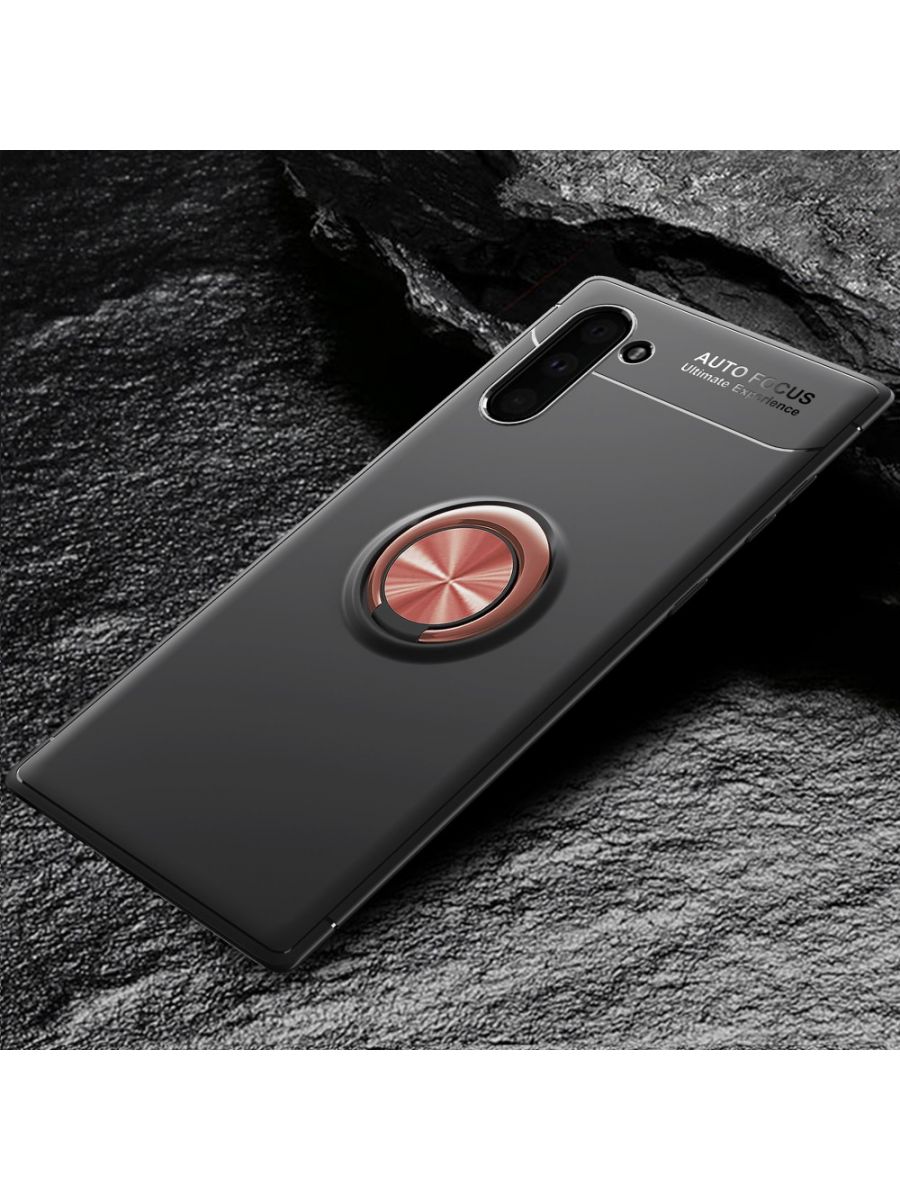 Brodef Revolve Силиконовый чехол с кольцом для Samsung Galaxy Note 10 Черный