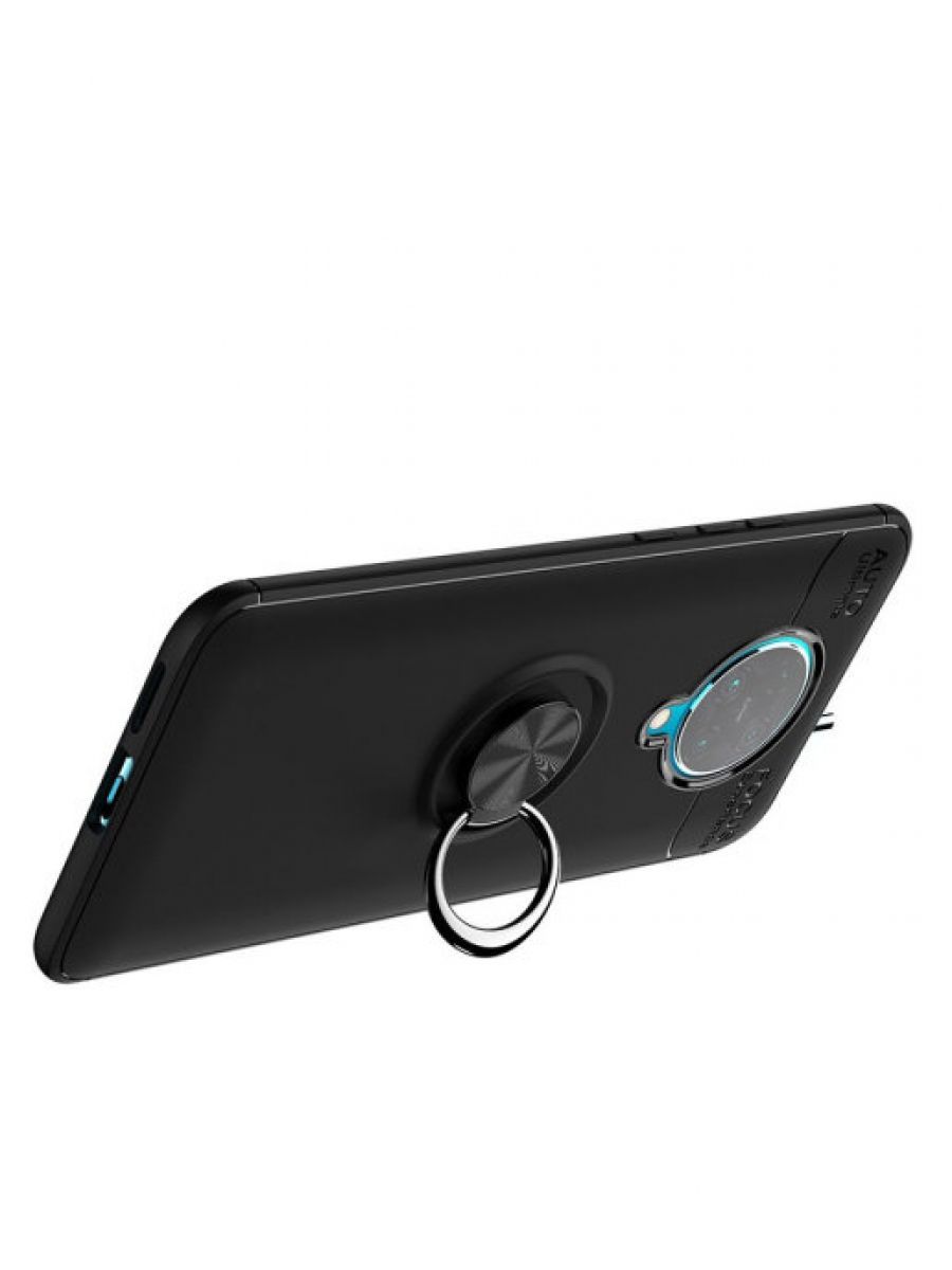 Brodef Revolve Силиконовый чехол с кольцом для Xiaomi Poco F2 Pro черный