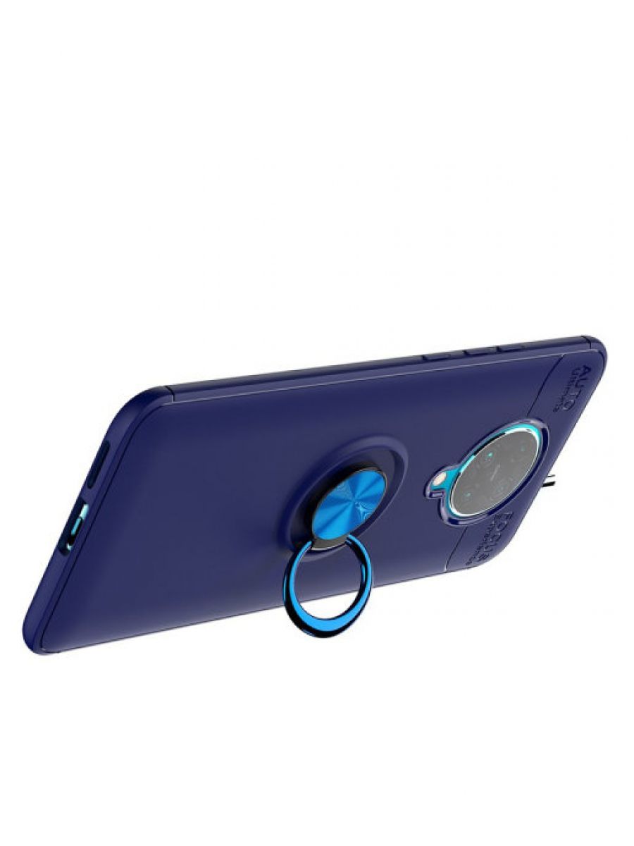 Brodef Revolve Силиконовый чехол с кольцом для Xiaomi Poco F2 Pro синий