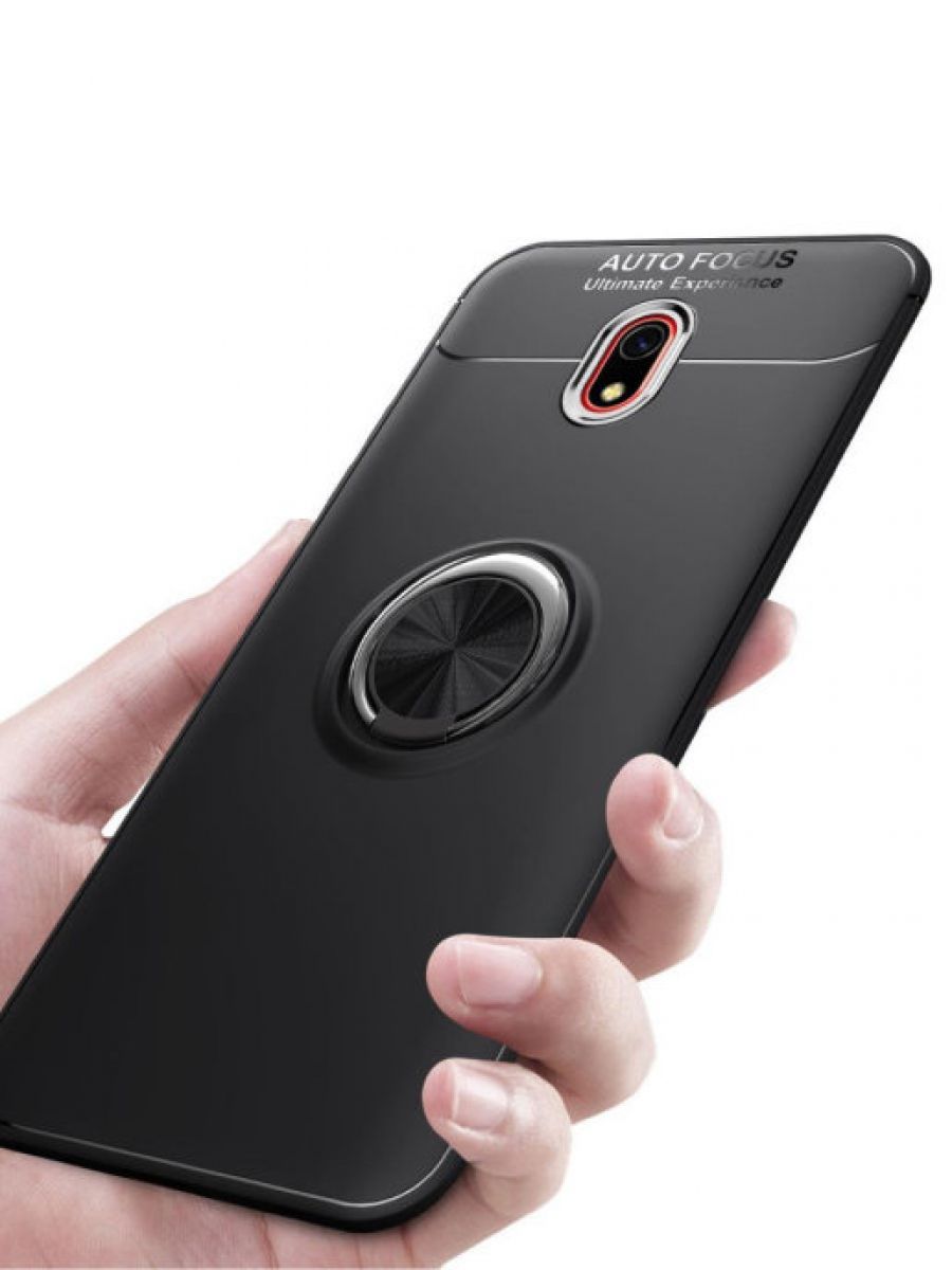 Brodef Revolve Силиконовый чехол с кольцом для Xiaomi Redmi 8A Черный